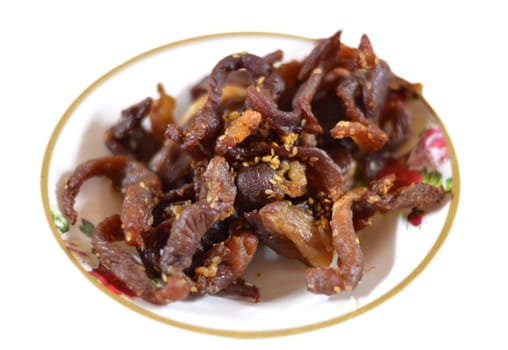 beef jerky with sesame on dish