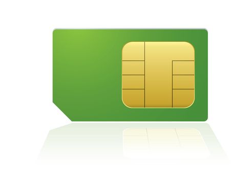 Modern mobile or cell phone sim with reflection