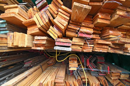 Stack of wooden boards. 