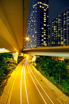 modern urban city , hong kong night