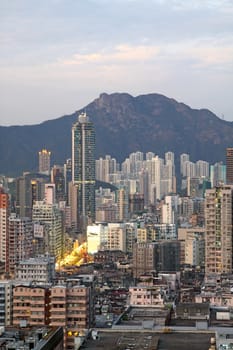 sunset in downtown area, hong kong