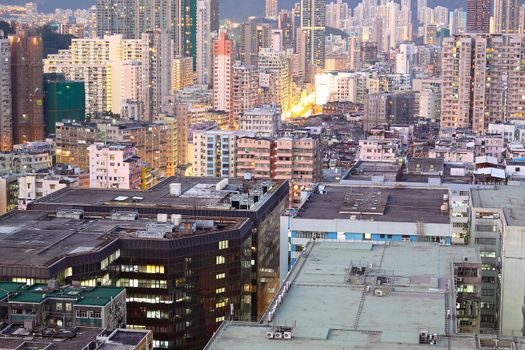 hongkong urban area in sunset moment