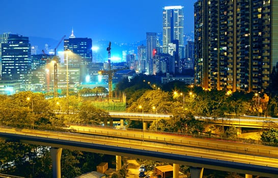 highway through downtown in Hong Kong 