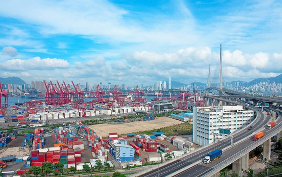 container terminal at day
