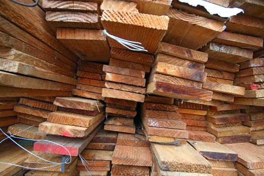 Stack of wooden boards. 