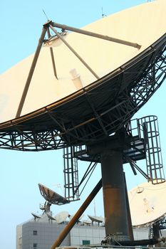 Satellite Communications Dishes on top of TV Station