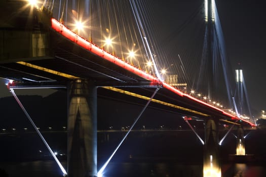 Ting Kau bridge at night 