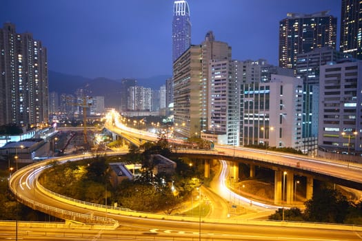 traffic bridge at night
