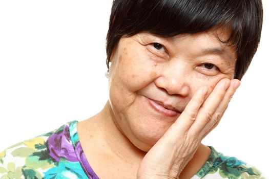 asian woman on white background