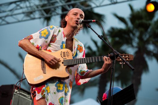CANARY ISLANDS - NOVEMBER 12: Singer and guitarist Aristides Moreno, from Spain, performing onstage during Womad 2011 November 12, 2011 in Las Palmas, Canary islands, Spain