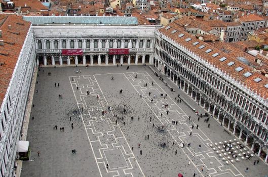 A view of St. Mark's Square from above.
