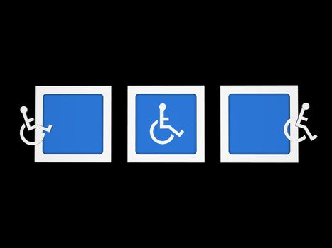Blue And White Handicapped Parking Signs.
 3d Render.