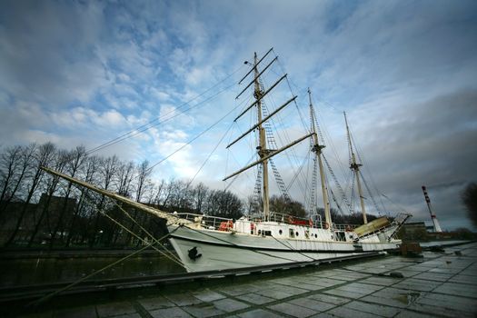 Yacht on a mooring. The Baltic sea