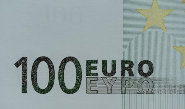 One Hundred Euro Bill Macro Details.