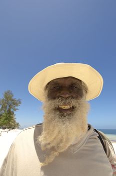 Malindi, Kenya-October 21: portrait of a smiling old fisherman on the beach, October 21, 2011 in Malindi, Kenya