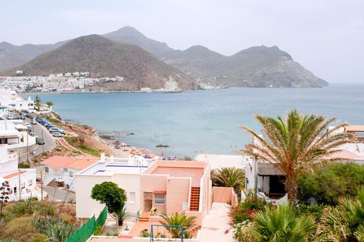 Touristic village of San Jose and its beach in Almeria, Andalusia, Spain.