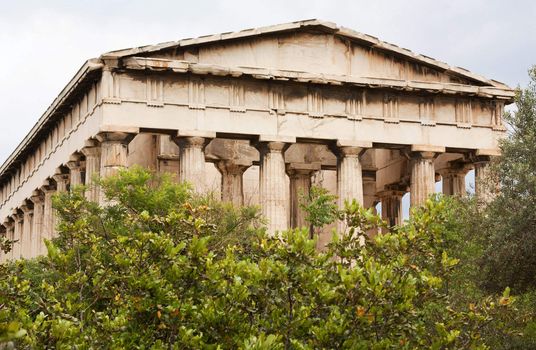 Ruins of the Temple of Hephaistos or Hephaisteion (also known as Thissio or Theseion) in the Ancient Agora in the centre of Athens, Greece.