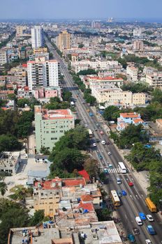 Aerial view of Vedado Quarter in Havana, Cuba.