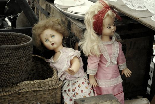 two old-fashioned dolls in the fair