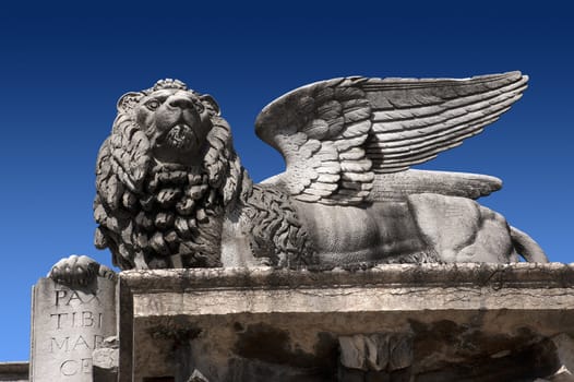 Marble statue depicting the Lion of San Marco in Verone