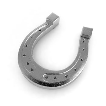 Lucky metallic horseshoe isolated on white background