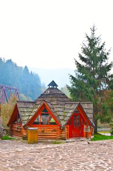 The sample (kolyby) house that built the shepherds in the mountains of Transcarpathia