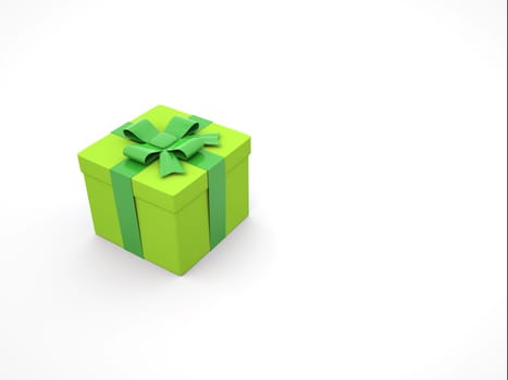 3d green gift box on white background