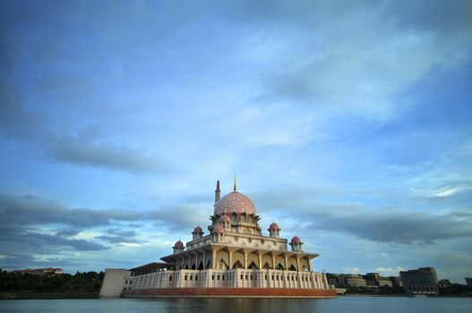Malaysia Putrajaya Putra Mosque in dusk