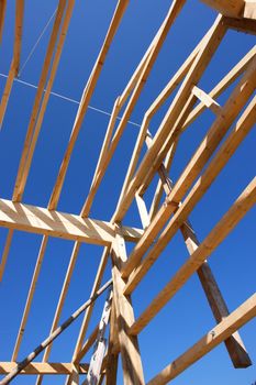 a carcass roof on a building site..