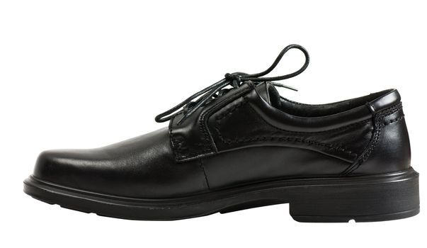 A men black shoe with black laces isolated over white