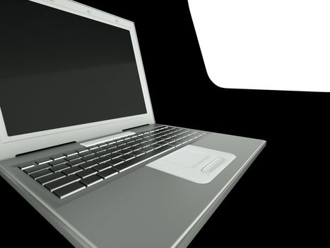 3d computer on black and white background