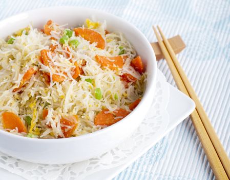 Asian fried rice noodles. Serve with chopsticks.