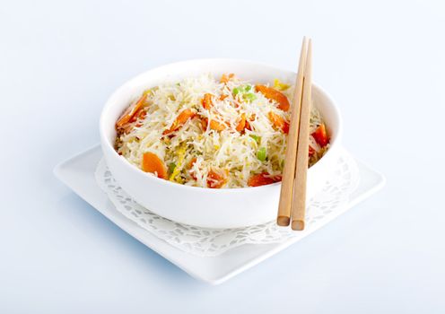 Asian fried rice noodles. Serve with chopsticks.