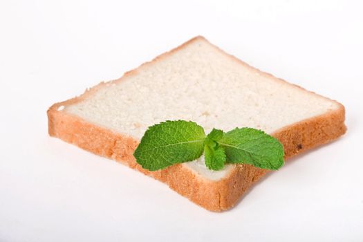 Slice of bread on white background