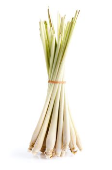 Bundle of Fresh Lemon Grass on white background