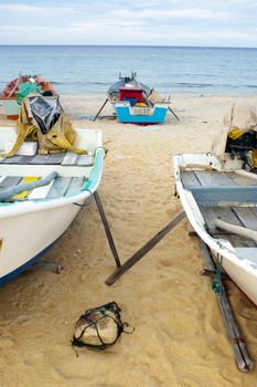 Fishing boats on Marang beach, Terengganu, Malaysia.