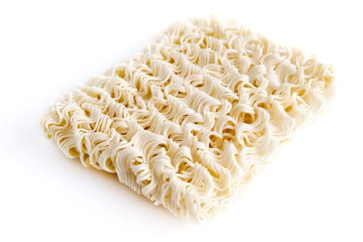 A block of Instant noodles on white background
