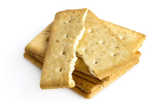 Stack of Oat Cracker isolated on white