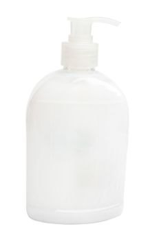 white bottle of liquid soap isolated with clipping path