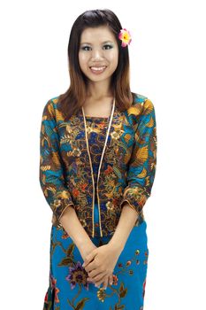 Portrait of a Malay woman on white background