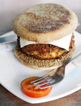 Vegetarian burger ready to eat