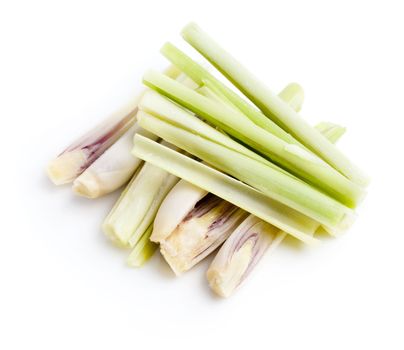 Bundle of Fresh Lemon Grass on white background