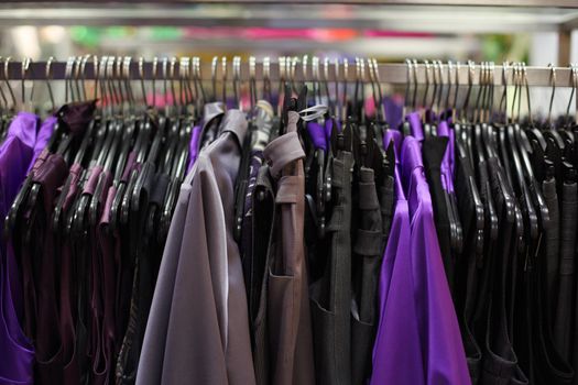clothes on hanger in shop