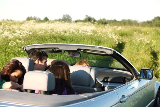 funey friends in dance car