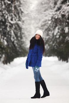 winter women close up portrait in frost forest