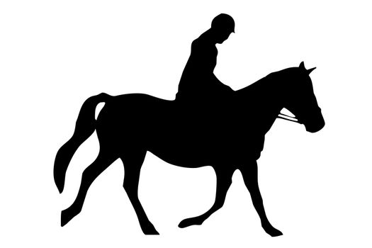 Isolated silhouette of rider on horse back