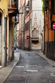 architecture details and street in Verona, Italy