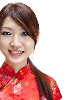 Cute Oriental girl on white background