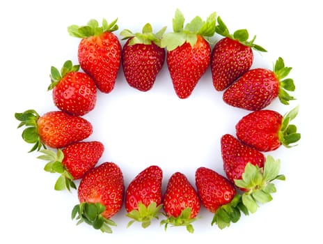 Strawberries frame,isolated on white.