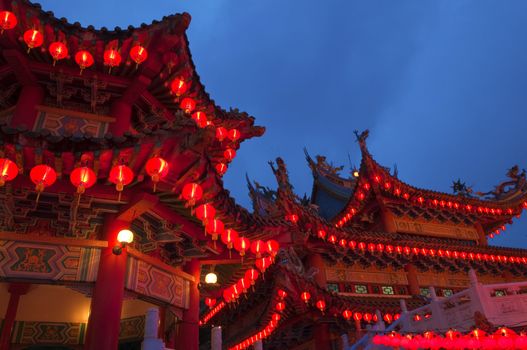 Red Chinese lanterns display, taken at the Chinese New Year celebrations. Red is lucky colour for Chinese.